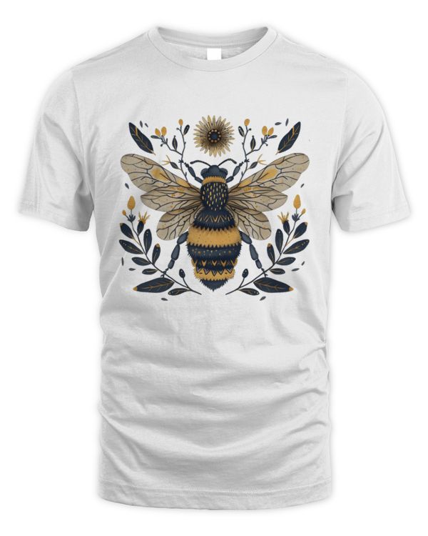 Bee Goblincore Folk Art T-shirt, Cottagecore T-Shirt, Gothic Bee Lover T Shirt, Honeybee Cottage Core Tee, Folklore Clothing, Gift for Her