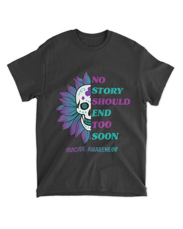 Floral Skull Suicide Prevention Awareness Mental Health