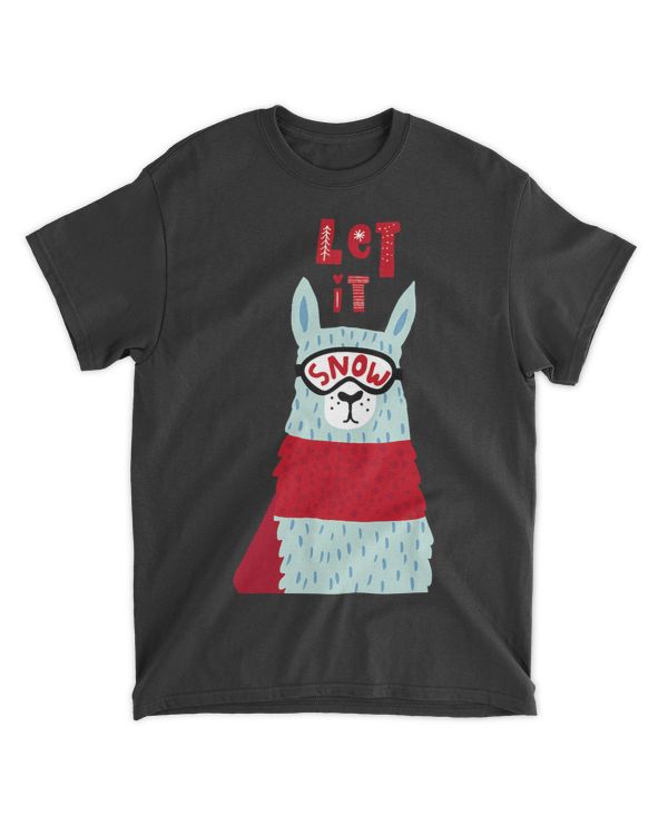 Enjoy Cool Funny Christmas Llama Let It Snow Graphic Anime