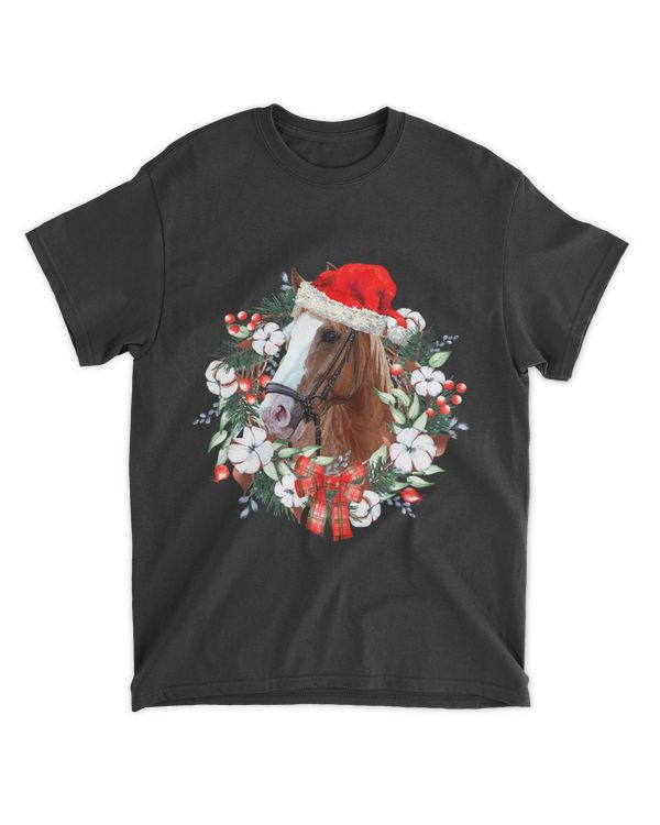 Floral Horse Santa Christmas Border Funny Christmas Farmer 21