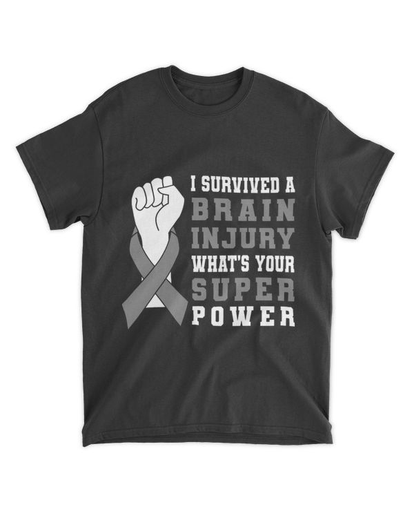 I Survived A Brain Injury Whats Your Super Power Grey Ribbon