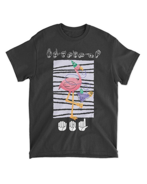 Retro Love Flamingo I Love You ASL American Sign Language