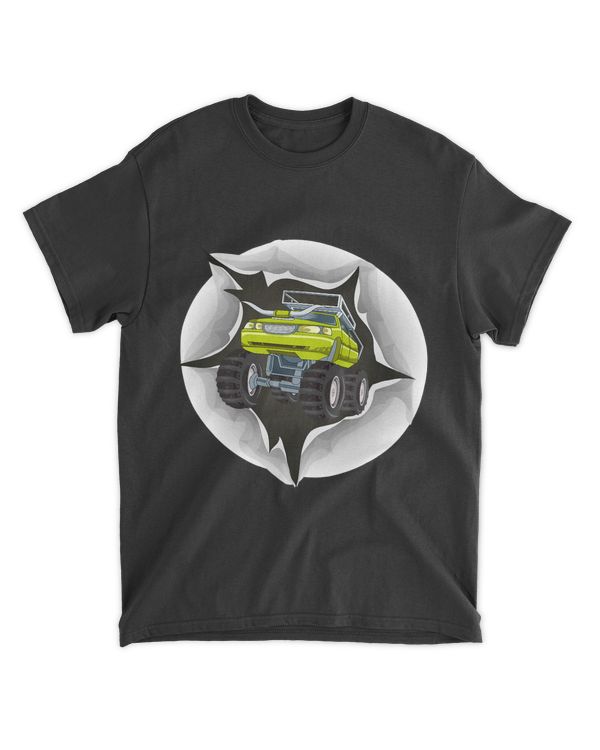 Retro Vintage Monster Truck Crushing Wall