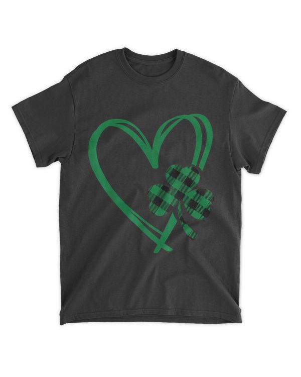 St Patricks Day Shamrock Irish Heart Buffalo Plaid