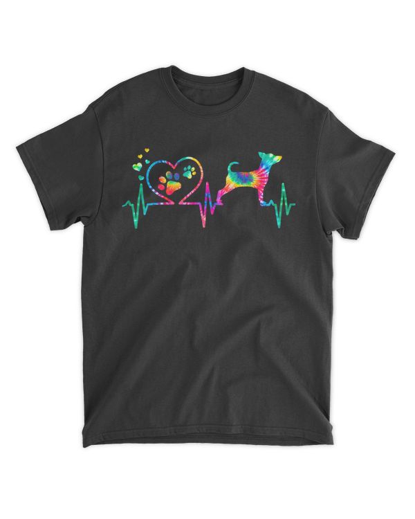 Min Pin Miniature Pinscher Mom Dad Heartbeat Tie Dye Gift T-Shirt
