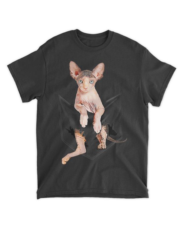 Sphynx Cat in Pocket T-Shirt Cats Tee Shirt Gifts