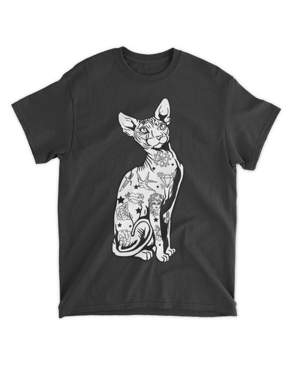 Goth Sphynx With Tattoos Hairless Cat Lover JT T-Shirt