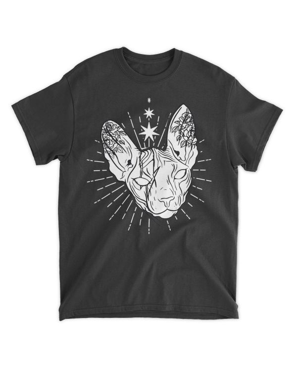 Sphynx Cats Grafic Design Goth Death Metal Cat Lover T-Shirt