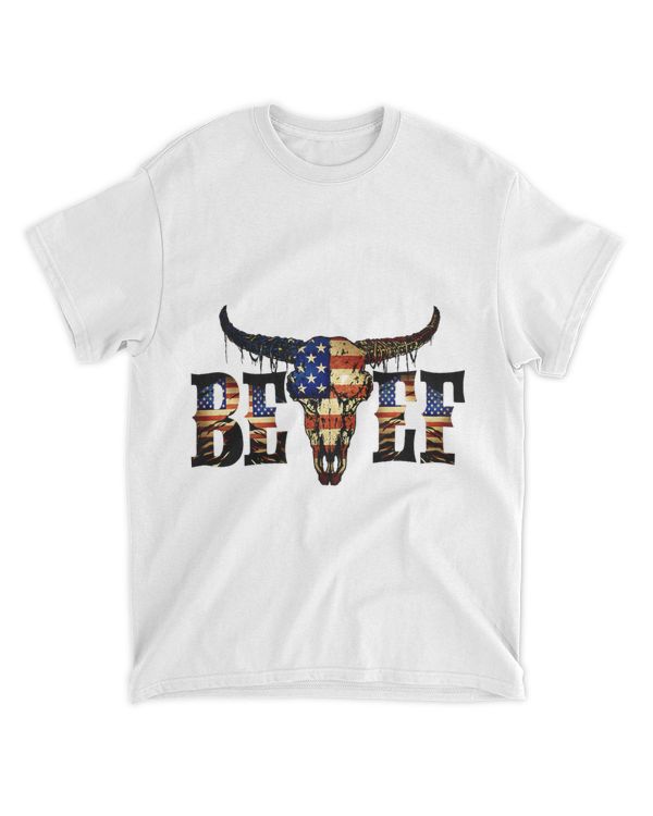 Western Boho American Flag Cow Bull Skull