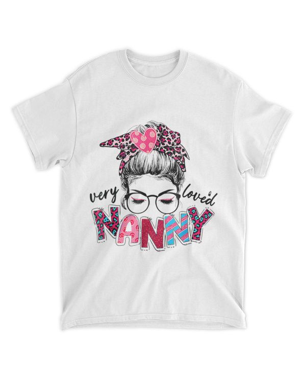 Loved Nanny Life Messy Bun Leopard Happy Mothers Day