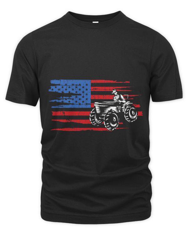 Farming Tractor US flag patriotic gift retro man woman