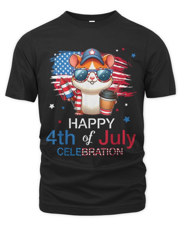 Hamster Pet Red White Blue Happy 4th Of July Day Celebration