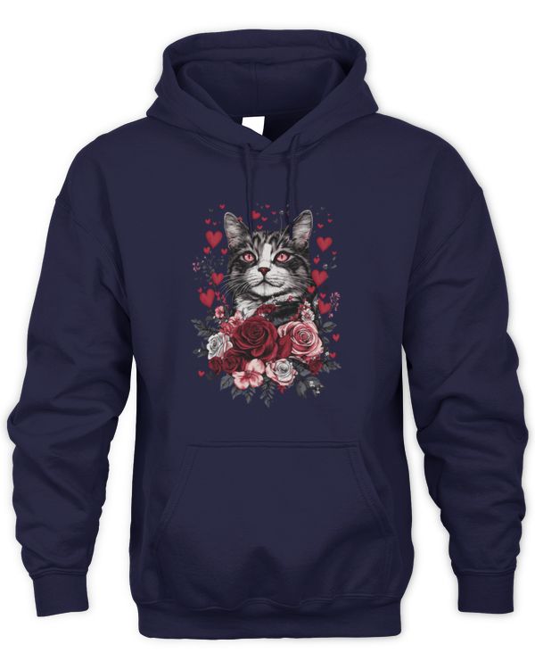 Valentines Day Cat Graphic Cute Aesthetic Cat Long Sleeve