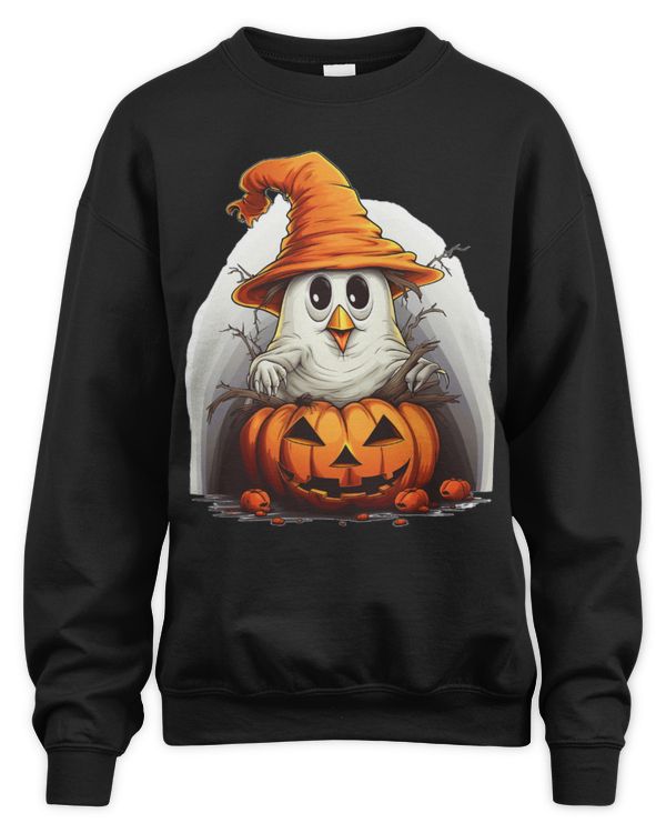 Chicken Lover Ghost With Witch Hat Pumpkin Rooster Halloween