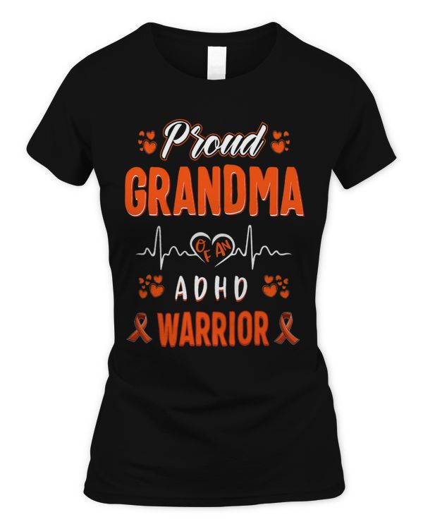 proud Grandma ADHD warrior awareness ribbon Orange