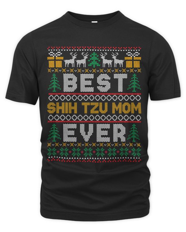 Xmas Matching Best Shih Tzu Mom Ever Ugly Christmas Sweater